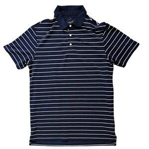 Maude by Bonobos Golf Polo Shirt Medium Navy White Stripe Performance Tee EUC‎